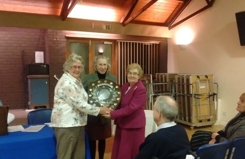 One of the prizes being presented to Patsy & Ilona